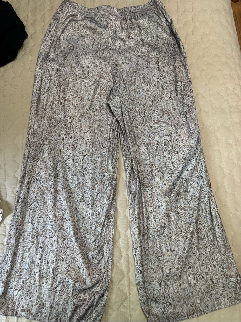 Philosophy Beige Paisley-Trim Wide Leg Pants - Picture 5 of 7